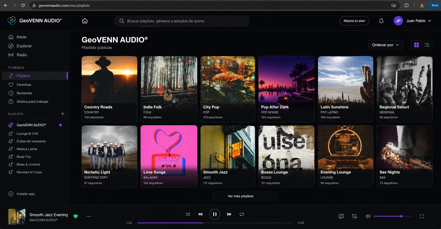 Plataforma GeoVENN — playlists y control de tiendas